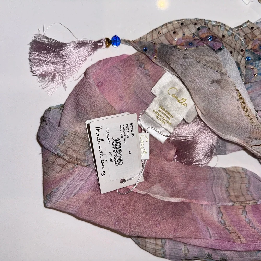 CAMILLA *Wings of Pegasus* pink celestial print silk scarf belt top headband